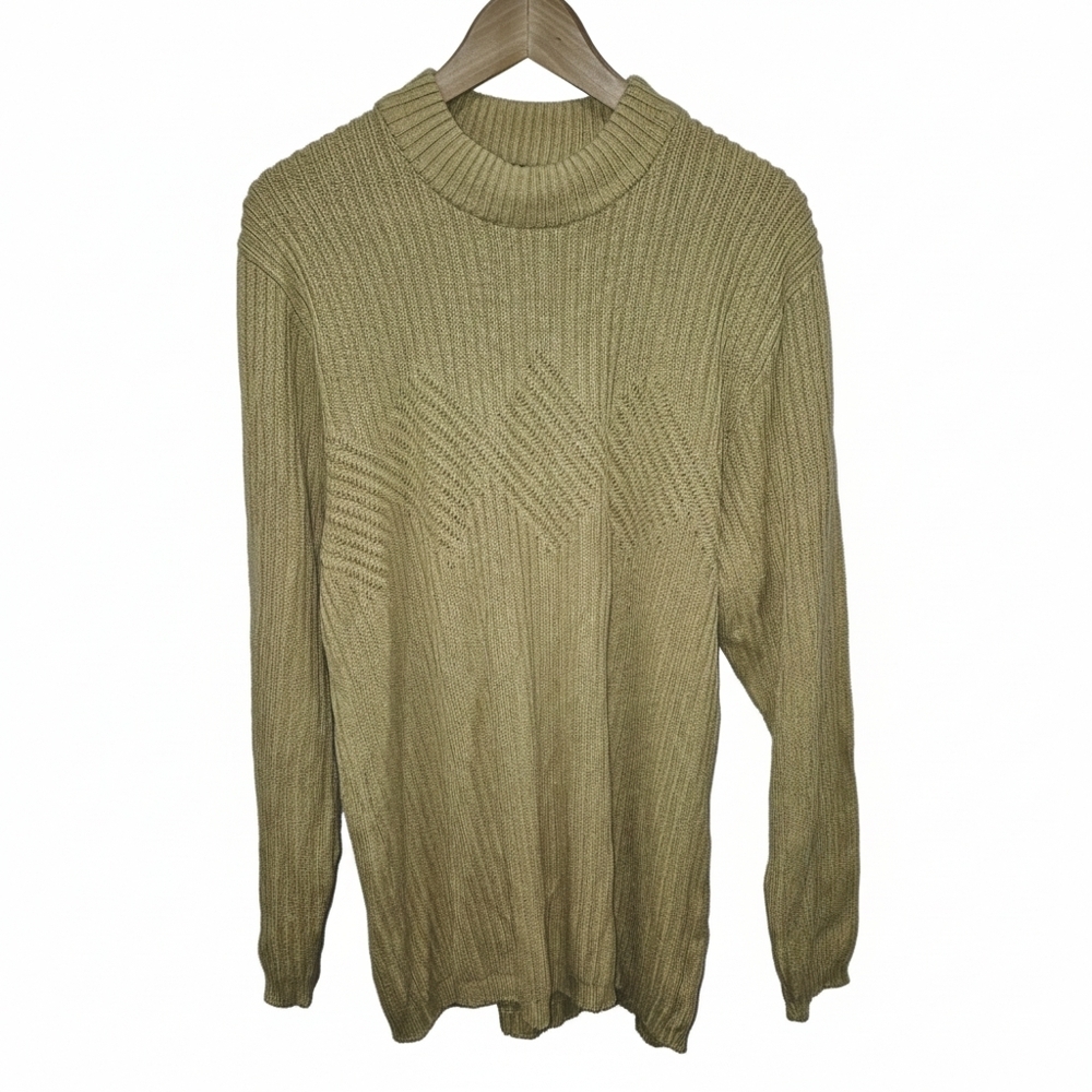 TUNDRA Y2K Cable Knit Chunky Crewneck Long Sleeve Yellow Sweater